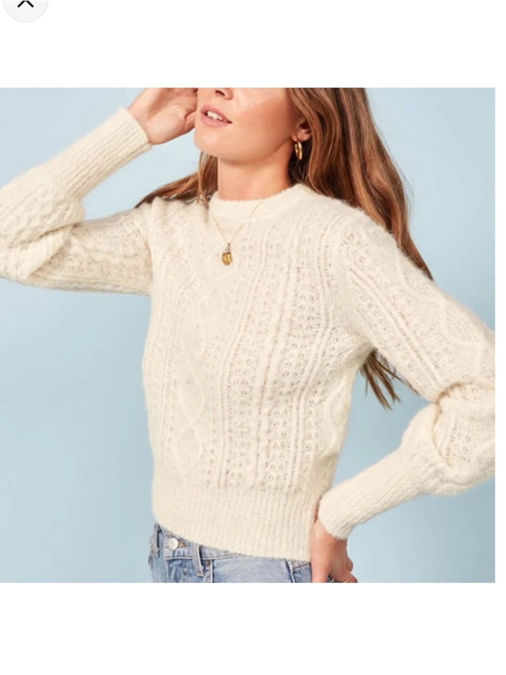Reformation Arden Alpaca Blend Cable Knit Sweater